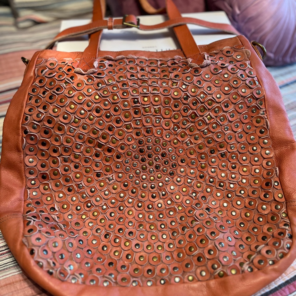 Old Trend Brown Leather Studded Bag